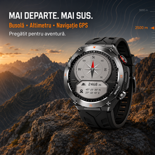 Ceas smartwatch Alpaco KC82 cu GPS integrat, ecran OLED