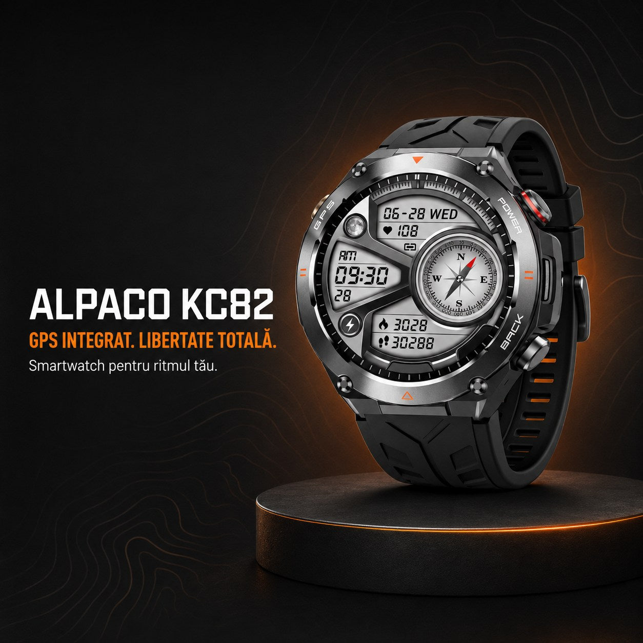 Ceas smartwatch ALPACO KC82, vedere frontală